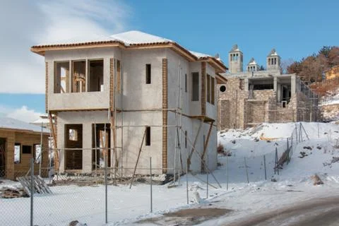 Construction in the snow Stock Photos