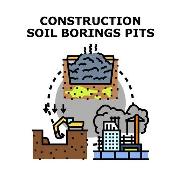 Construction soil boring and excavation process Ilustração Stock