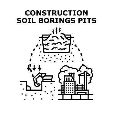 Construction soil boring and excavation process Stock Illustration