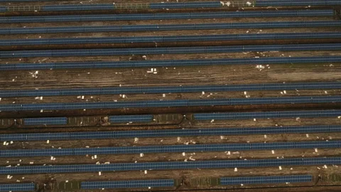 Construction of solar panels. top view. Ecology solar power station panels in Stockbeeldmateriaal 154432500