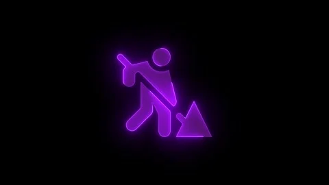 Construction solid stroke icon glowing neon purple color animation Stock Footage 289399062