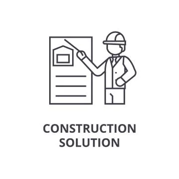 Construction solution vector line icon, sign, illustration on background Illustrazione stock