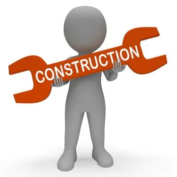 Construction Spanner Means Real Estate Building 3d Illustration Ilustración de archivo