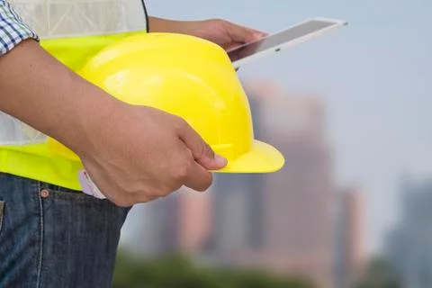 Construction specialist using a tablet computer Stock Photos