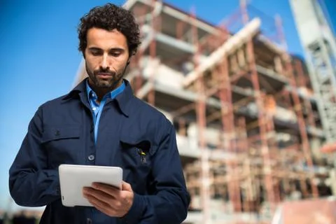 Construction specialist using a tablet computer Stock Photos