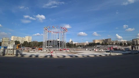 Construction on the square in the center of Moscow Stock Footage 117430301