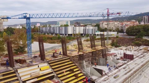 Construction of the stadium aerial view Video stock 213826373