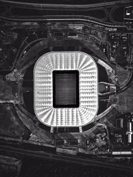Construction of the stadium aerial view Stock Photos