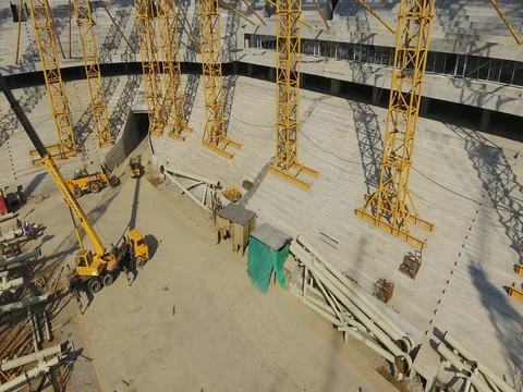 The construction of the stadium Stock Footage 74534930