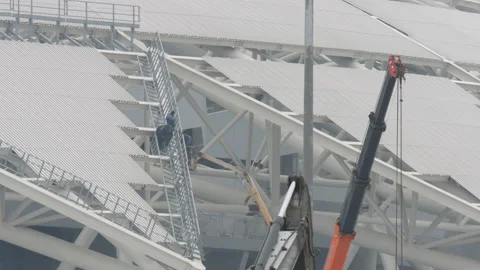 The construction of the stadium Stock Footage 142414186