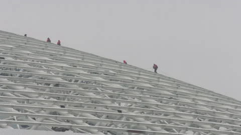 The construction of the stadium Stock Footage 142414774