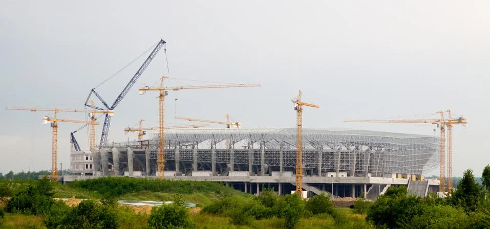 Construction of a stadium in lviv Stock Photos