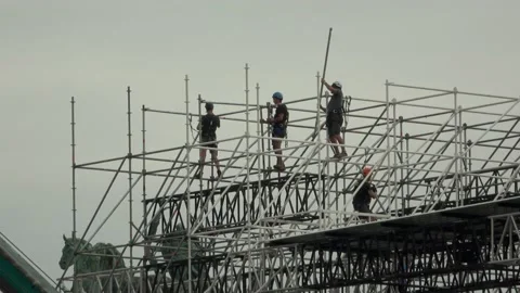 Construction Stage Festival Show Assembling Video stock 159615373