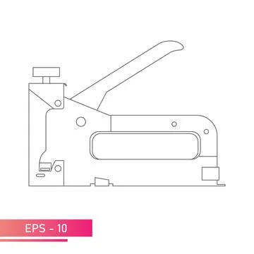 Construction stapler in a metal case. Linear design. On a white background Stock Illustration