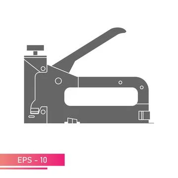 Construction stapler in a metal case. Solid design. On a white background. Tools 스톡 일러스트
