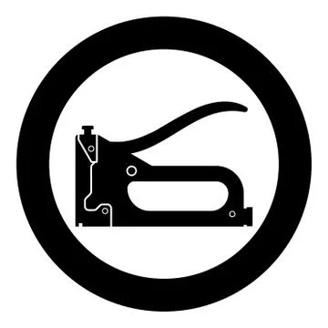 Construction stapler Working tools Gun for building icon in circle round blac Ilustración de archivo