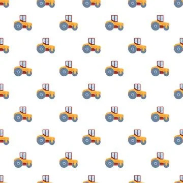 Construction steamroller pattern creating seamless background design 库存插图