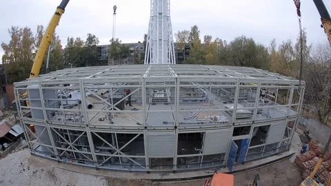 Construction of a steamshop Video stock 101072619