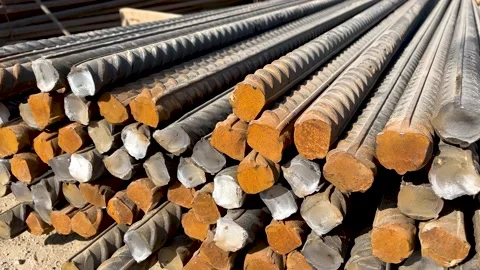 Construction steel rods or bars work reinforcement in conncrete structure Stock Footage 239827532