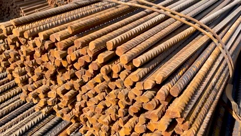 Construction steel rods or bars work reinforcement Stock Footage 240490805
