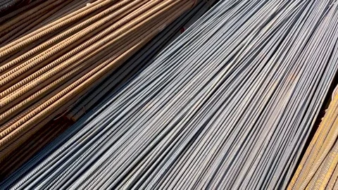 Construction steel rods or bars work reinforcement Stock Footage 246976267