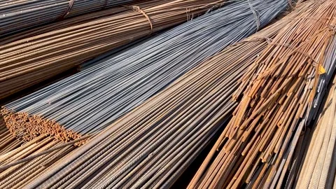 Construction steel rods or bars work reinforcement Stock Footage 246976976