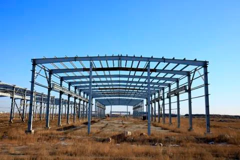 Construction of steel structure Stock Photos