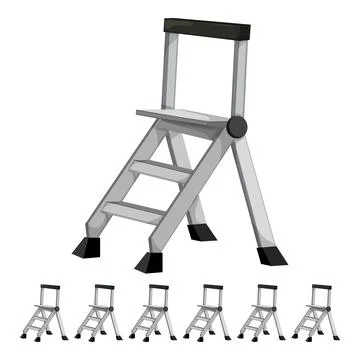 Construction step ladder safety cartoon vector graphic Stock Illustration