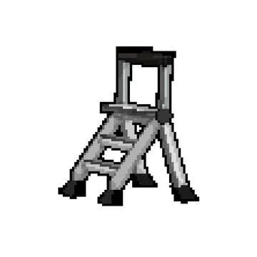 Construction step ladder safety pixel art vector illustration Stock Illustration