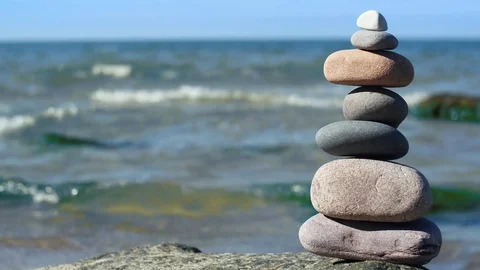 The construction of the stones on the shore Video stock 72922681