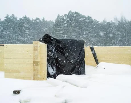 Construction stopped due to snowfall Photos