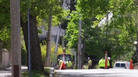 CONSTRUCTION ON STREET Stock Footage 195954313