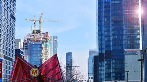 Construction of the "Studio" skyscraper. 스톡 사진