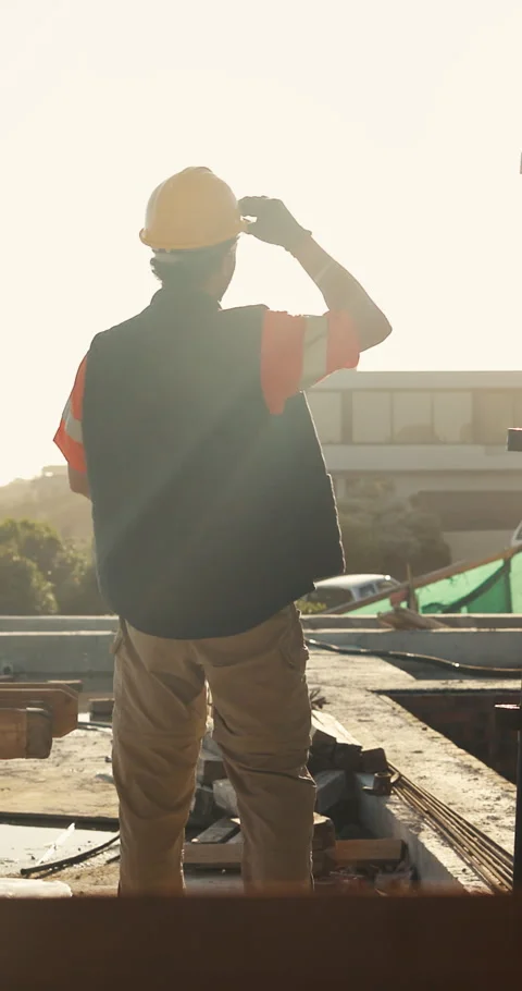 Construction, success or man on site with cheer, project finish or celebration Stock Footage 336780135