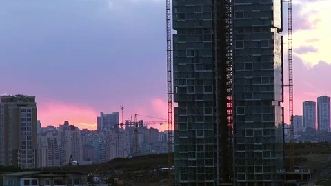 Construction at sunset Stock Footage 72629291