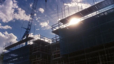 Construction at Sunset Stock Footage 94559754