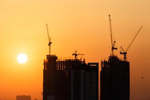 Construction before sunset Stock Photos