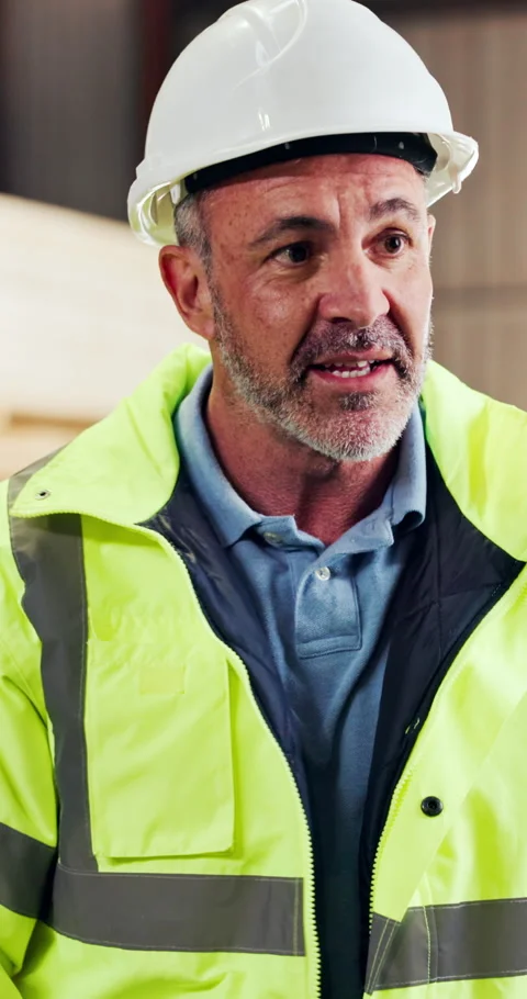 Construction, supervisor and ppe meeting with jacket for labor safety, site Stock Footage 340773056