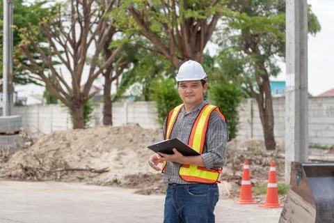 Construction Supervisor At Worksite Inspection Stock Photos