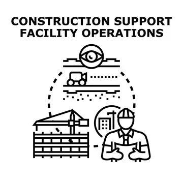 Construction support facility operations concept illustration Stock Illustration