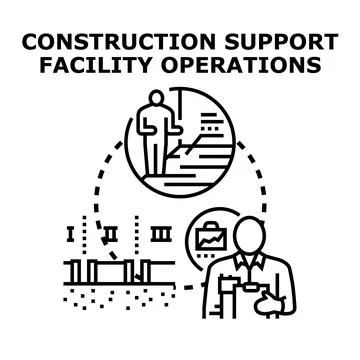 Construction support facility operations managing building process Stock Illustration