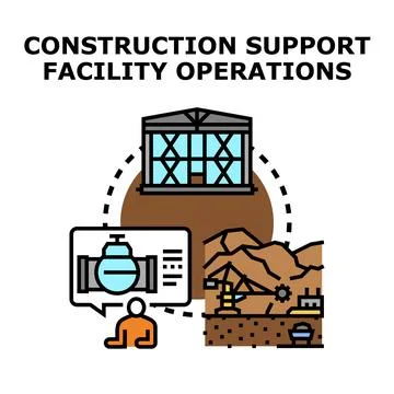 Construction support facility operations vector illustration Illustrazione stock
