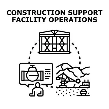 Construction support facility operations vector illustration Stock Illustration
