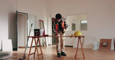 Construction, tablet and check blueprint with writing, inspection or renovation Stock Footage 341588855