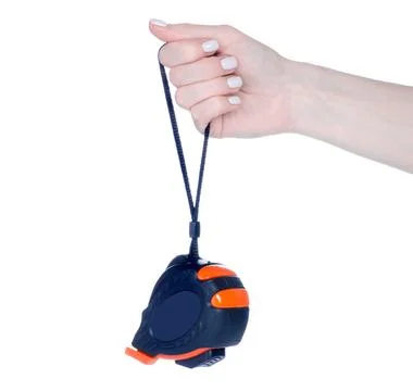 Construction tape measure in hand Stock Photos