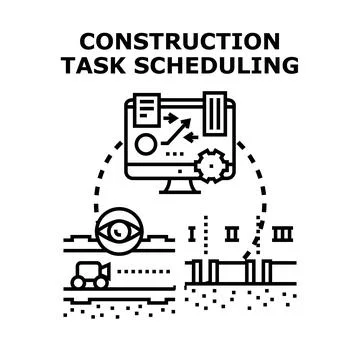 Construction task scheduling process planning and management Stock Illustration