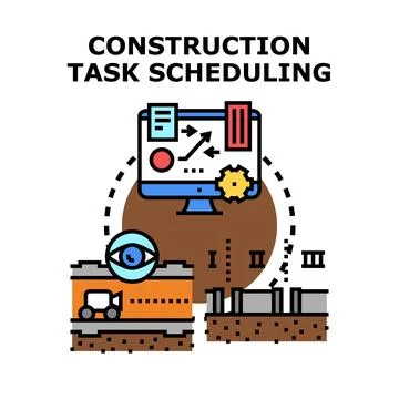 Construction task scheduling process planning and management Stock Illustration