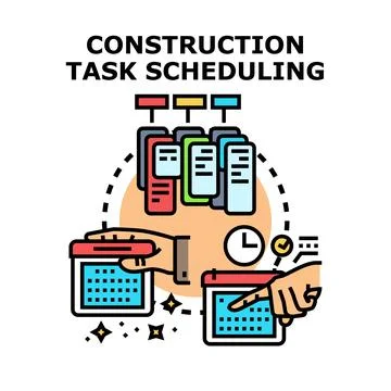 Construction task scheduling process for project management Stock Illustration