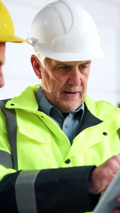 Construction, team and man with tablet for planning, development progress or Stock Footage 342235673