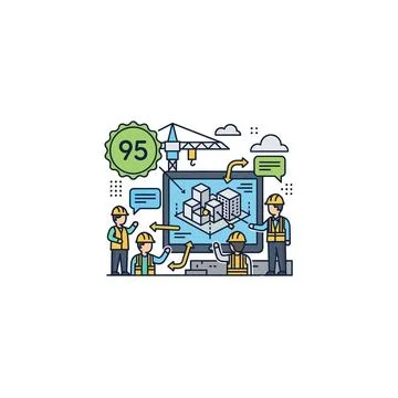 Construction team collaboration Stock Illustration